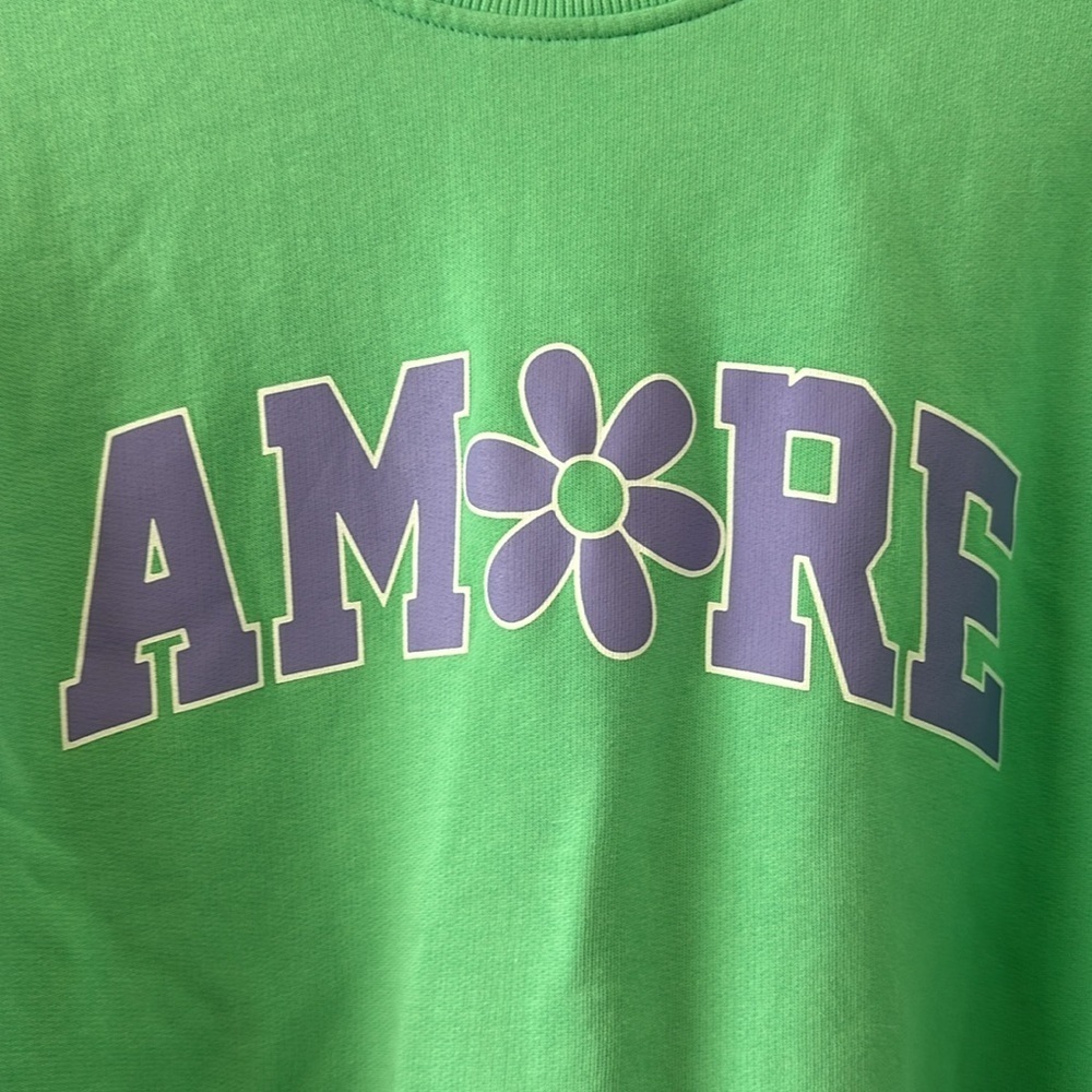 ASOS Design Amore Green Oversized Soft Crewneck Sweatshirt Sweater Size Small 4 - Picture 3 of 7